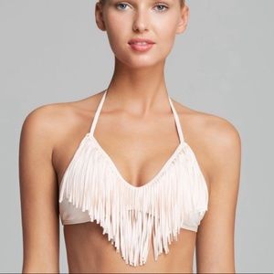 L*Space ‘Audrey Fringe’ White Bikini Top